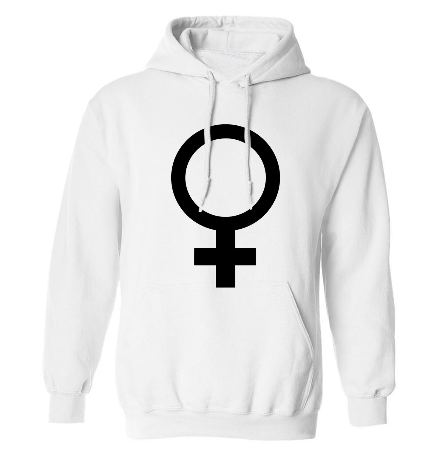 Female symbol large adults unisex white hoodie 2XL