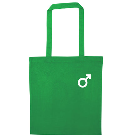 Male symbol pocket green tote bag