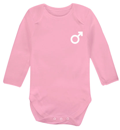 Male symbol pocket Baby Vest long sleeved pale pink 6-12 months