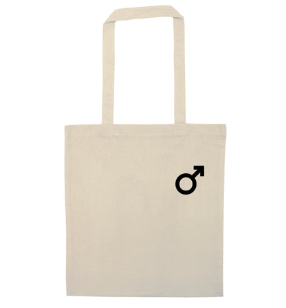 Male symbol pocket natural tote bag