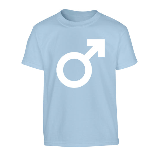 Male symbol large Children's light blue Tshirt 12-14 Years