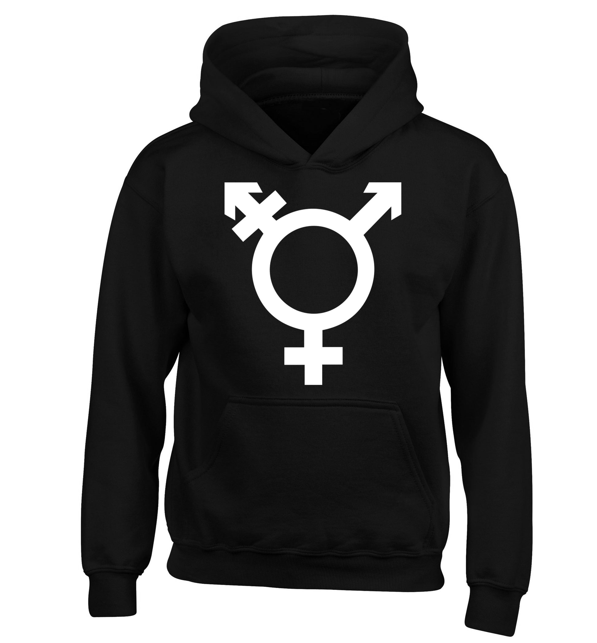 Gender neutral symbol large children's black hoodie 12-14 Years
