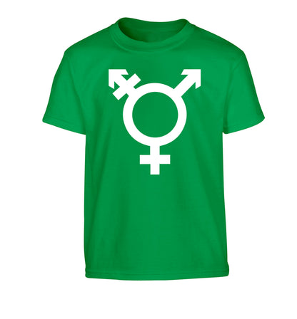 Gender neutral symbol large Children's green Tshirt 12-14 Years