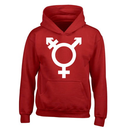 Gender neutral symbol large children's red hoodie 12-14 Years