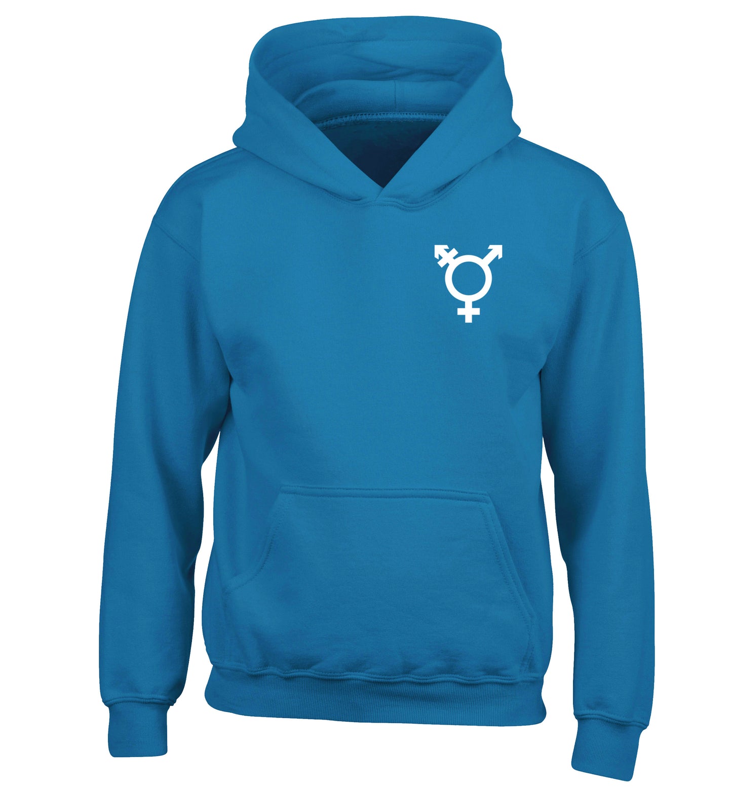 Trans gender symbol pocket children's blue hoodie 12-14 Years