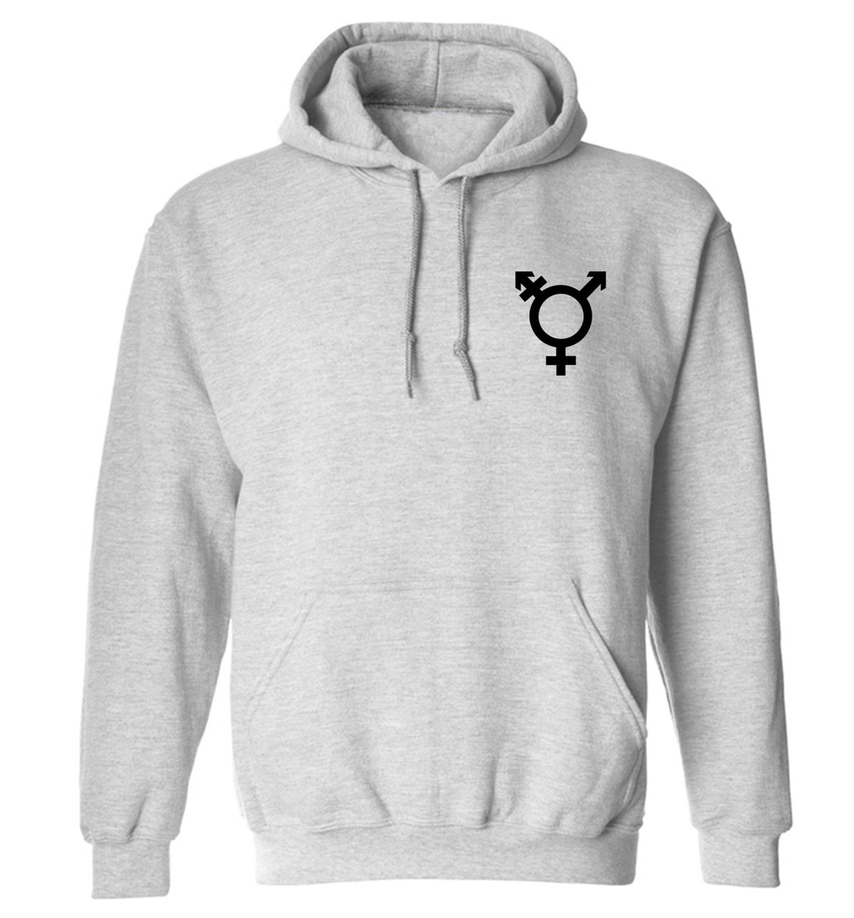 Trans gender symbol pocket adults unisex grey hoodie 2XL