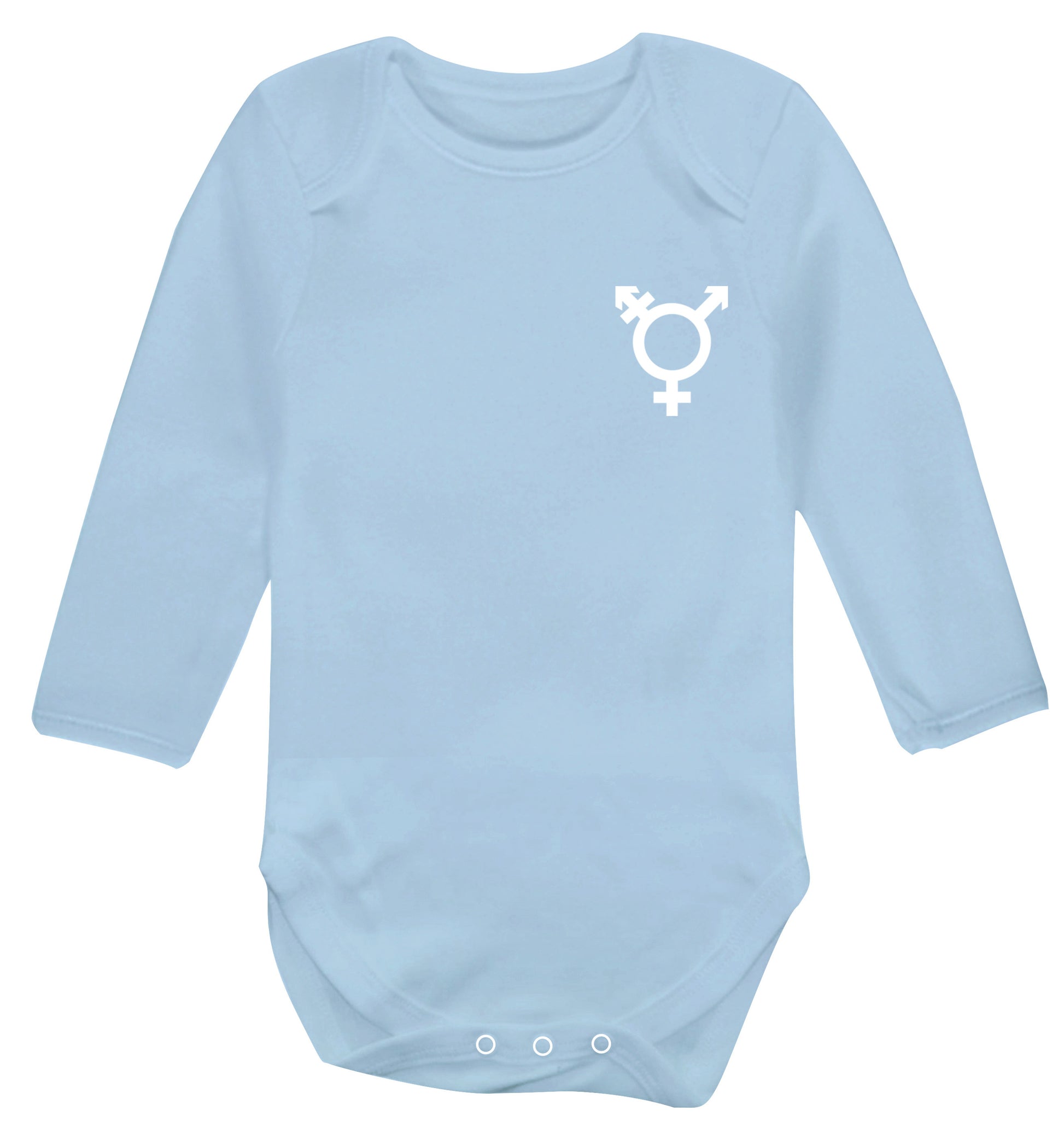 Trans gender symbol pocket Baby Vest long sleeved pale blue 6-12 months