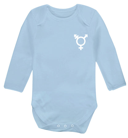 Trans gender symbol pocket Baby Vest long sleeved pale blue 6-12 months
