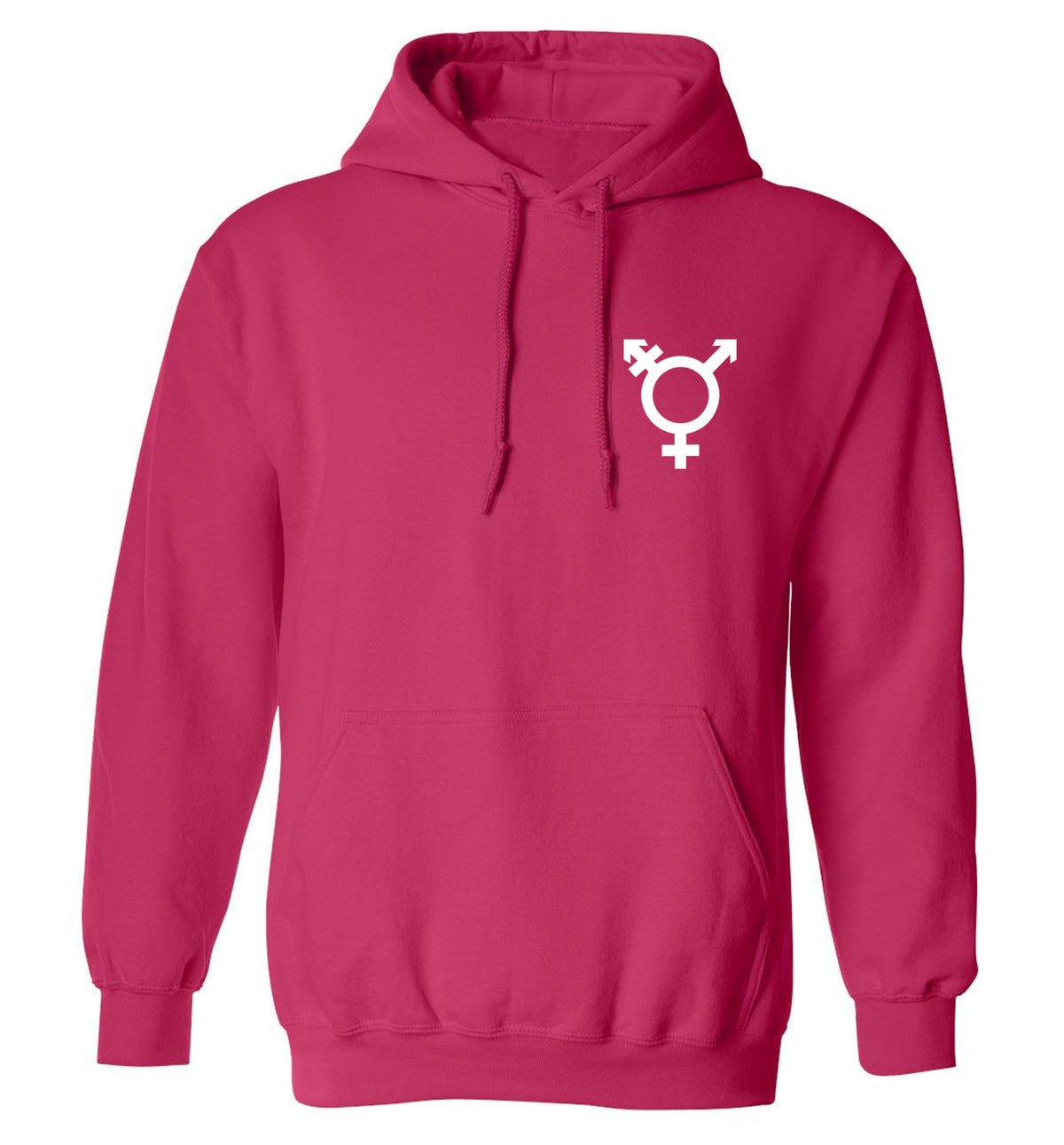 Trans gender symbol pocket adults unisex pink hoodie 2XL