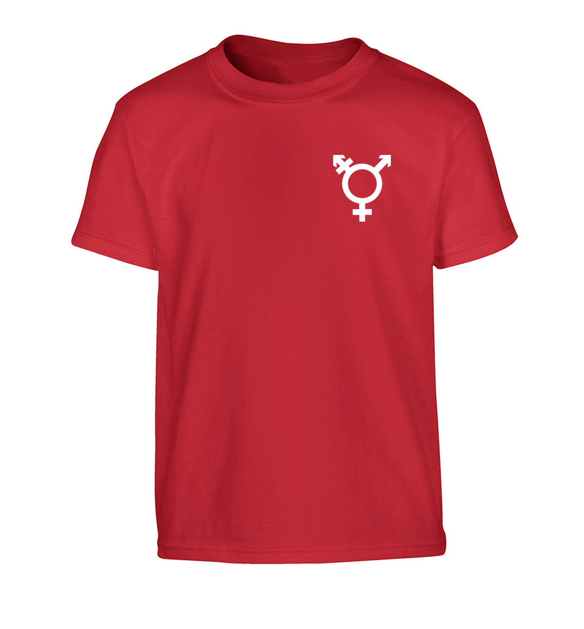 Trans gender symbol pocket Children's red Tshirt 12-14 Years