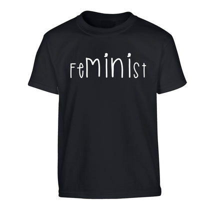 FeMINIst Children's black Tshirt 12-14 Years