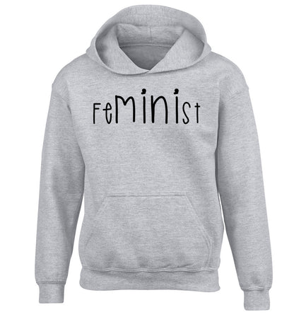FeMINIst children's grey hoodie 12-14 Years