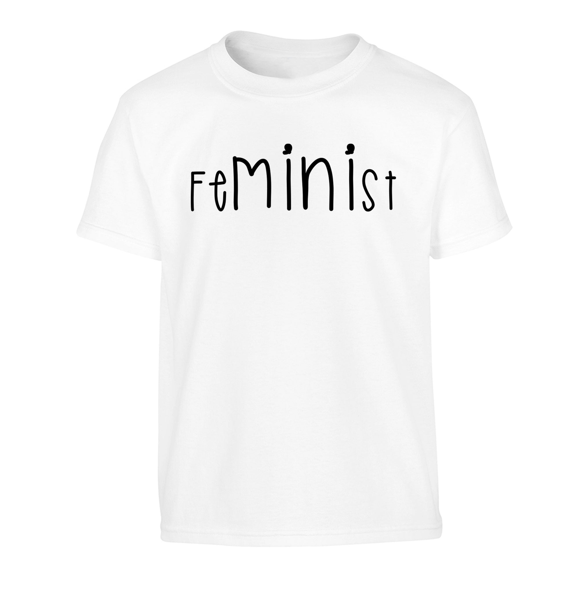 FeMINIst Children's white Tshirt 12-14 Years