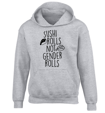 Sushi rolls not gender rolls children's grey hoodie 12-14 Years