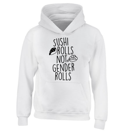 Sushi rolls not gender rolls children's white hoodie 12-14 Years
