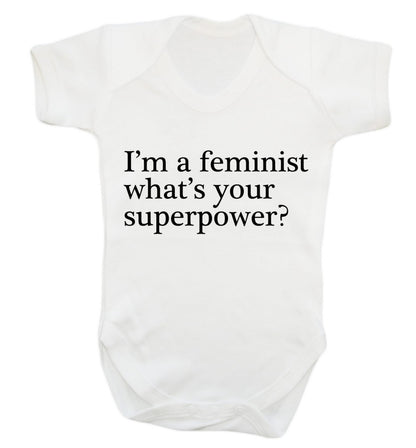 I'm a feminist what's your superpower? Baby Vest white 18-24 months