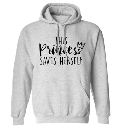 This princess saves herself adults unisex grey hoodie 2XL
