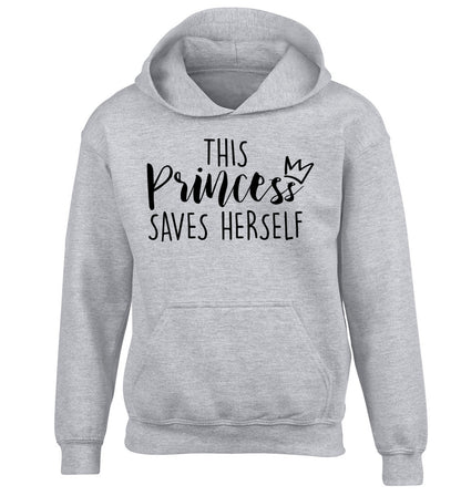 This princess saves herself children's grey hoodie 12-14 Years
