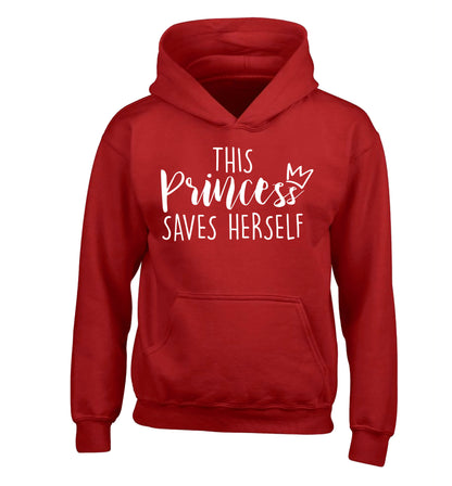 This princess saves herself children's red hoodie 12-14 Years
