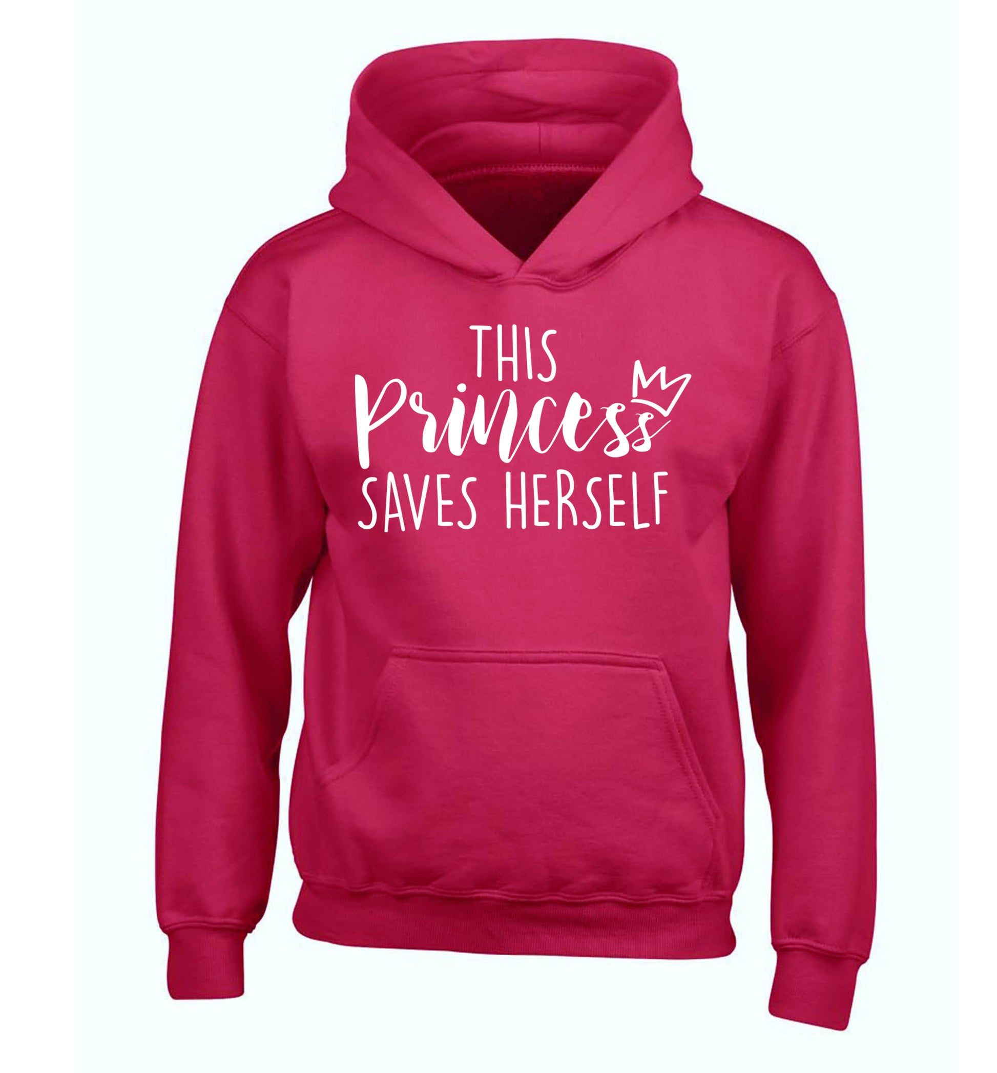 This princess saves herself children's pink hoodie 12-14 Years