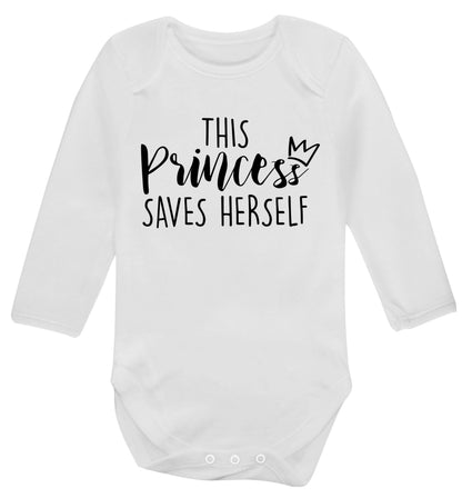 This princess saves herself Baby Vest long sleeved white 6-12 months