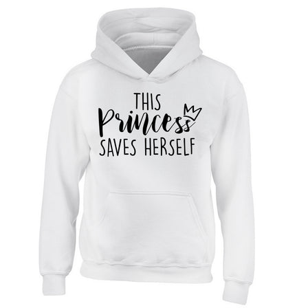 This princess saves herself children's white hoodie 12-14 Years