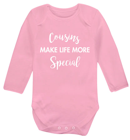Cousins make life more special Baby Vest long sleeved pale pink 6-12 months