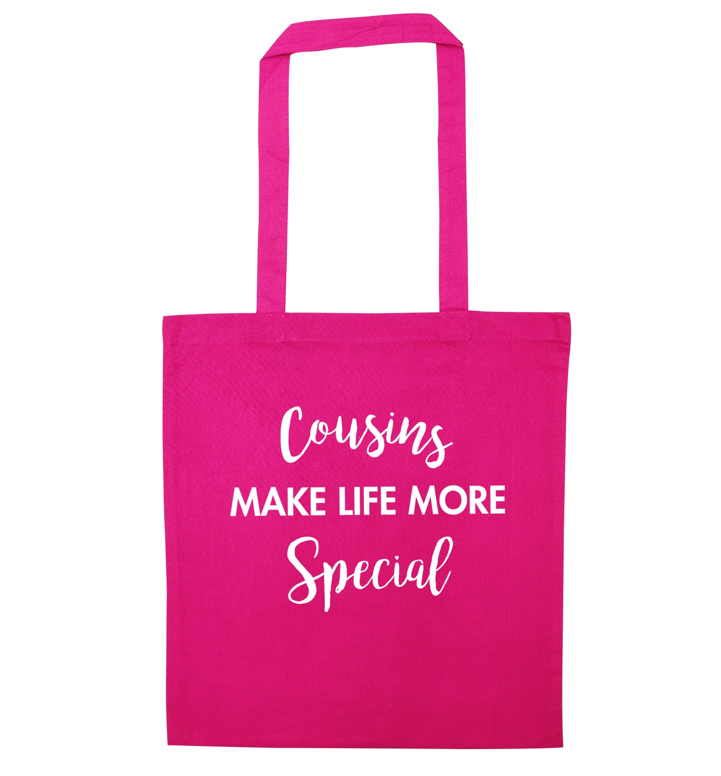 Cousins make life more special pink tote bag