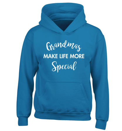 Grandmas make life more special children's blue hoodie 12-14 Years
