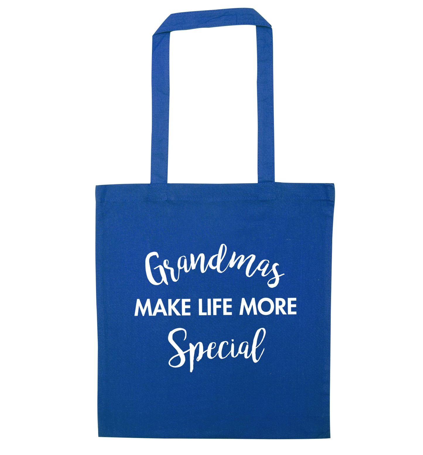 Grandmas make life more special blue tote bag