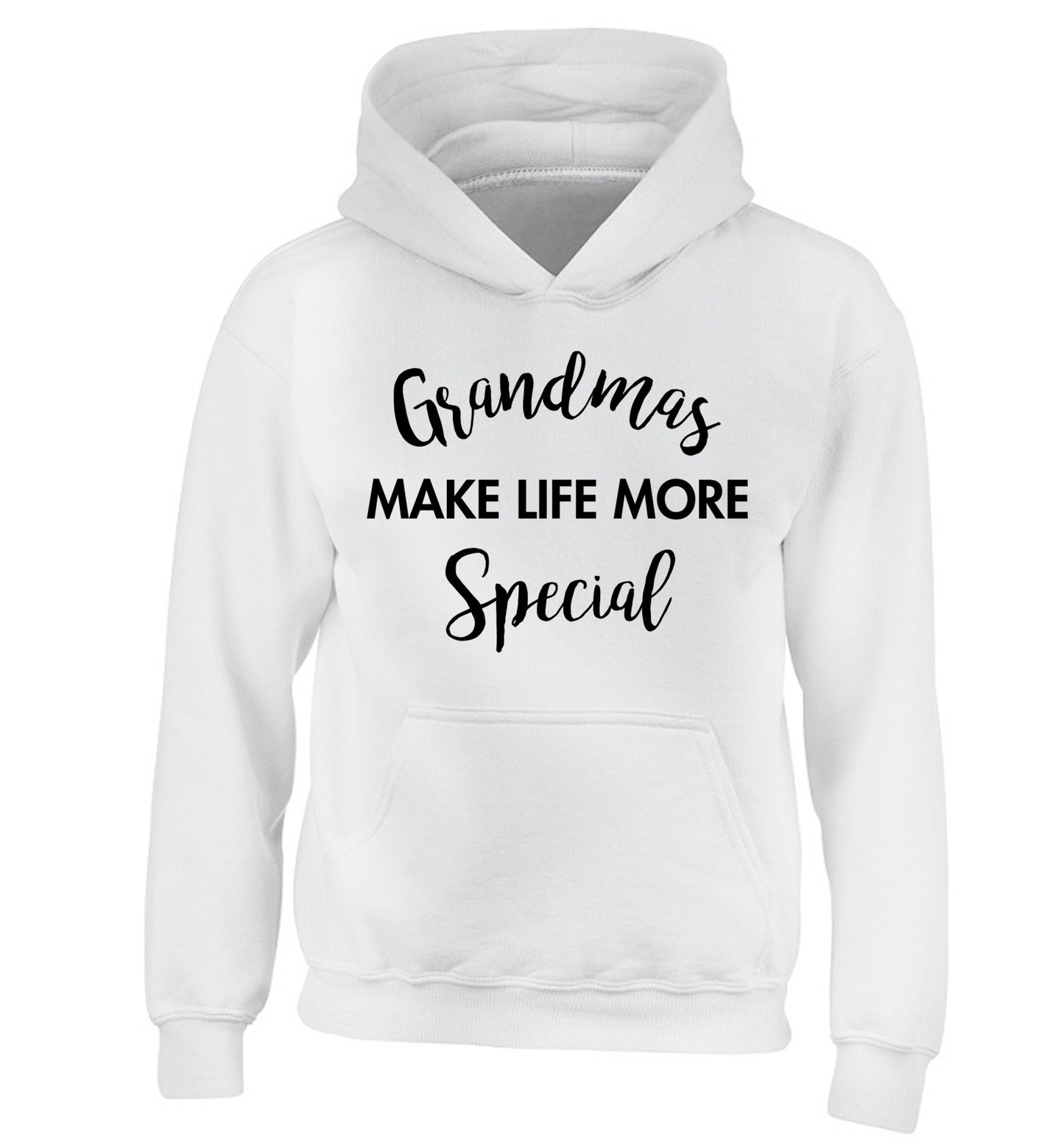 Grandmas make life more special children's white hoodie 12-14 Years