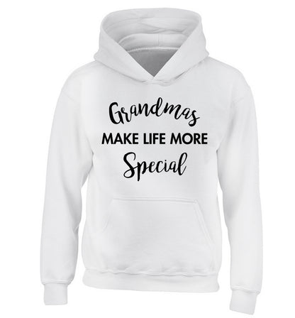Grandmas make life more special children's white hoodie 12-14 Years