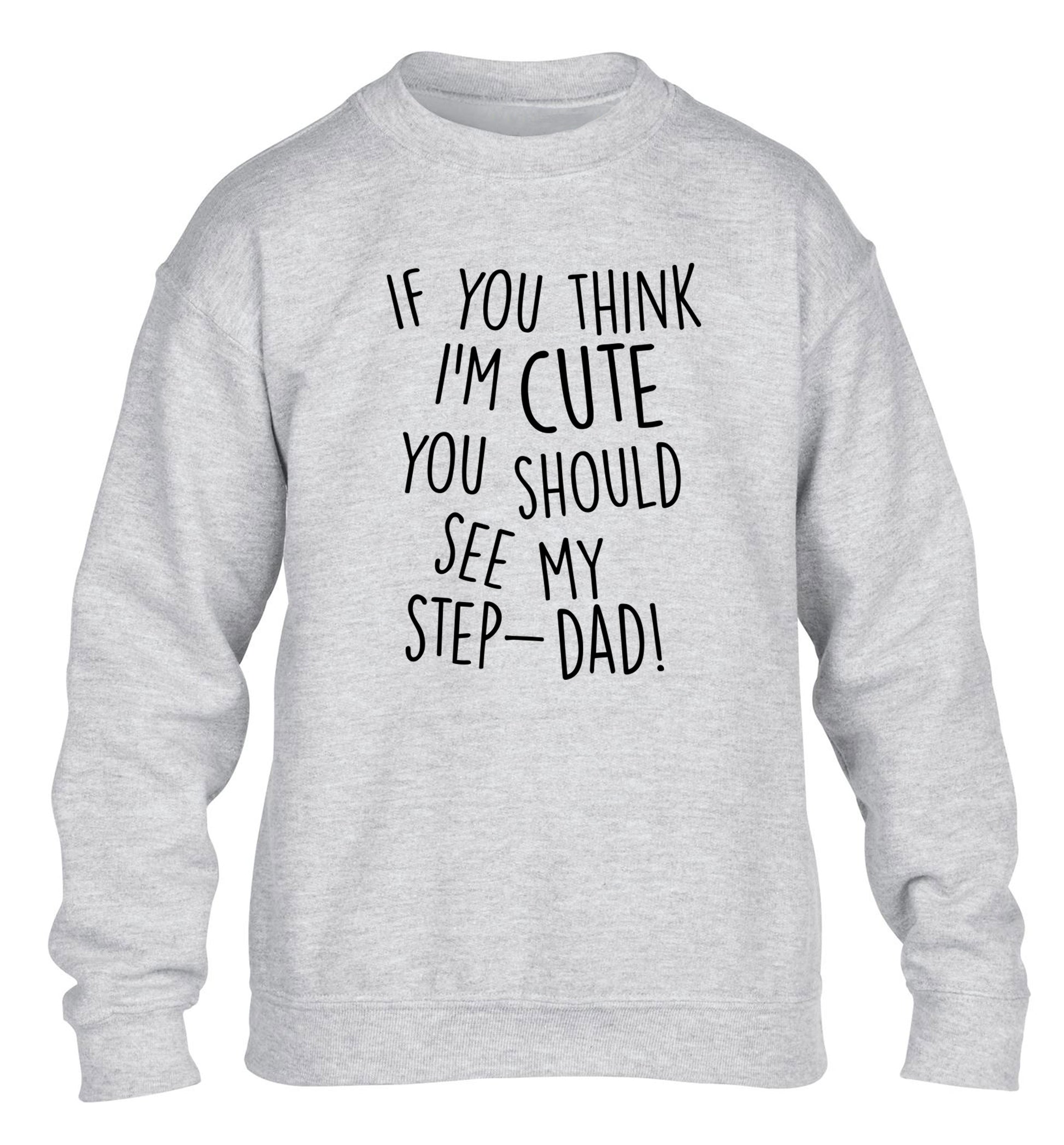 If you think I'm cute you should see my step-dad children's grey sweater 12-14 Years