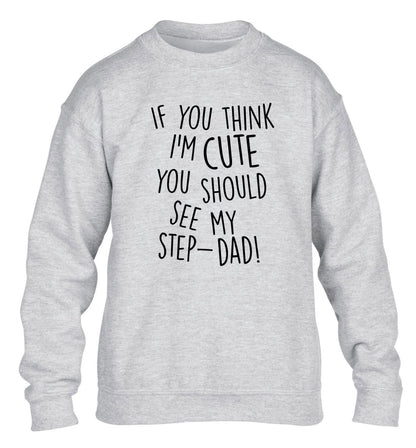 If you think I'm cute you should see my step-dad children's grey sweater 12-14 Years