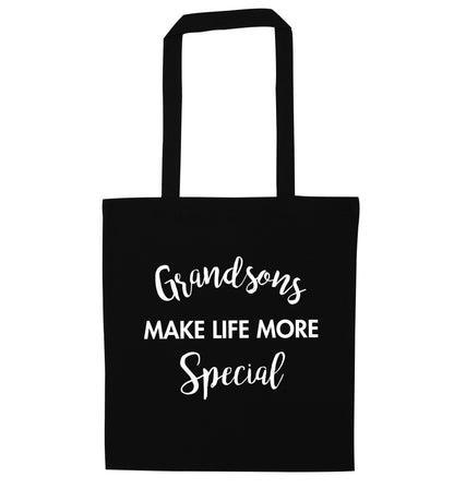 Grandsons make life more special black tote bag