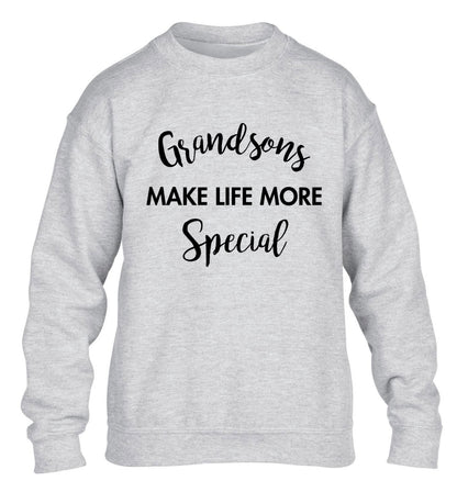 Grandsons make life more special children's grey sweater 12-14 Years