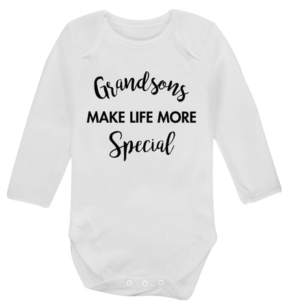 Grandsons make life more special Baby Vest long sleeved white 6-12 months
