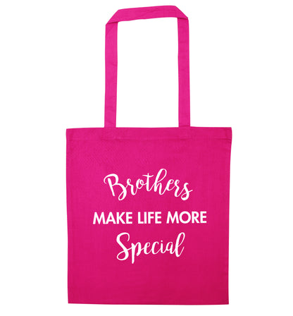 Brothers make life more special pink tote bag