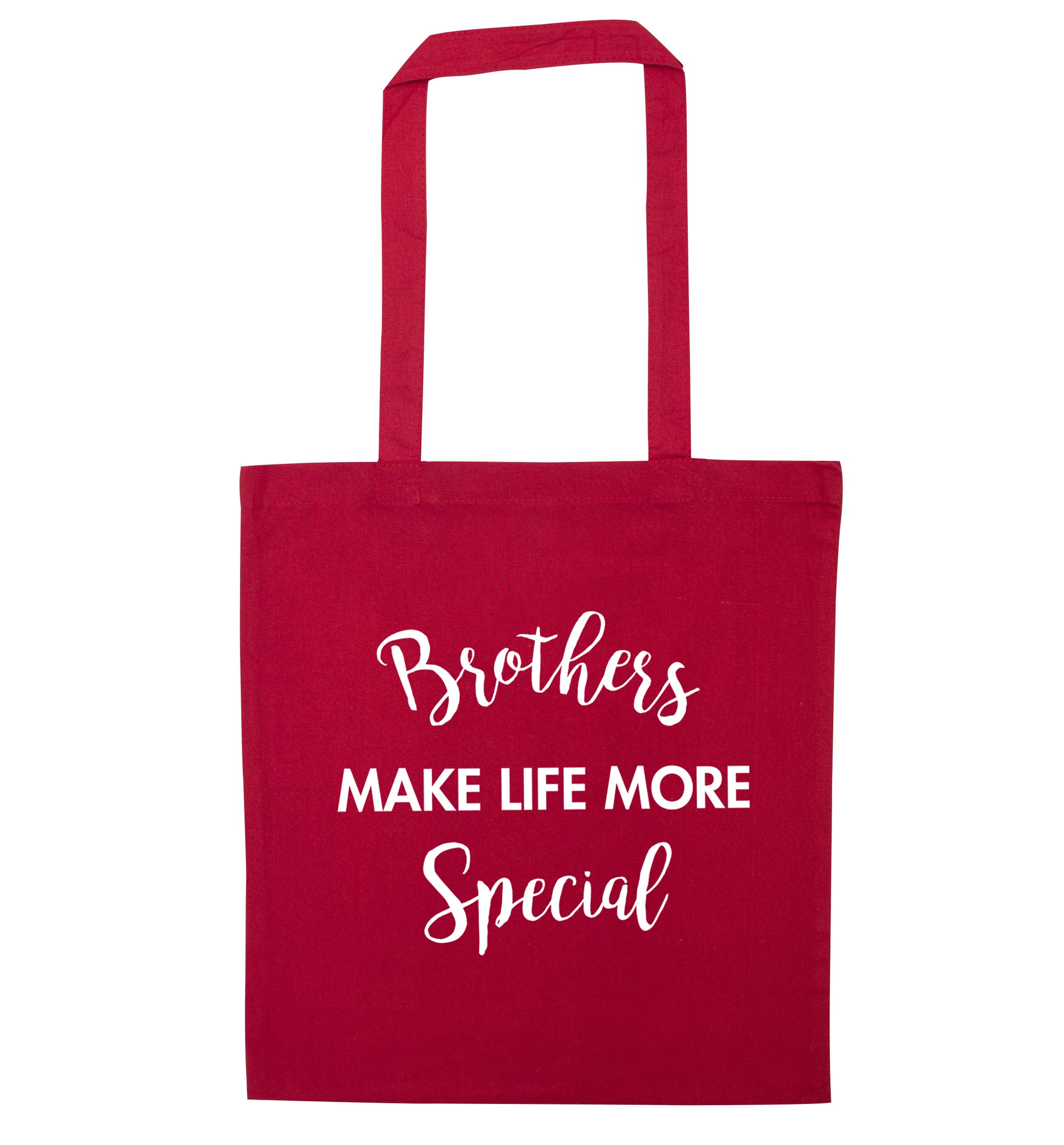 Brothers make life more special red tote bag