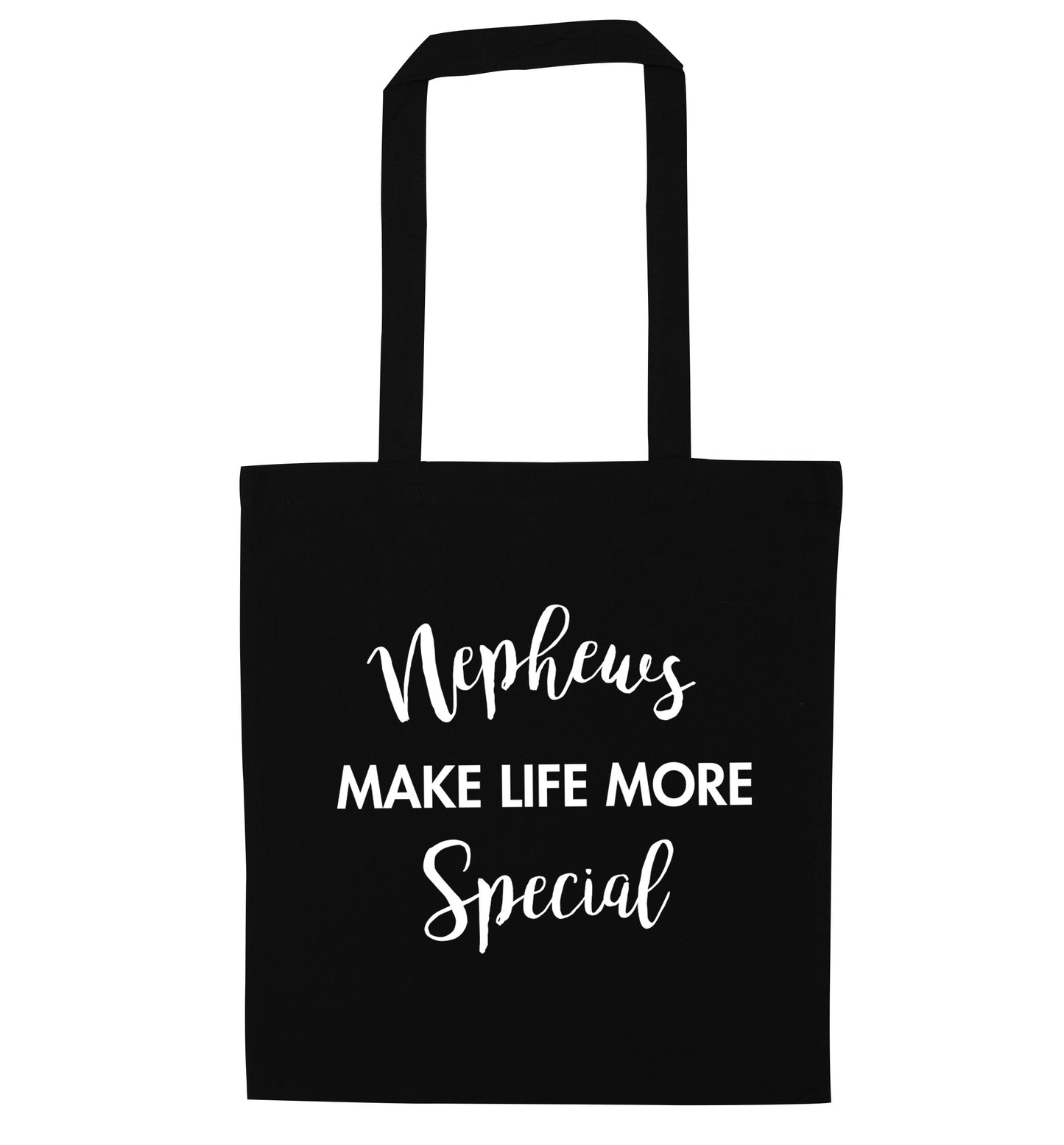 Nephews make life more special black tote bag