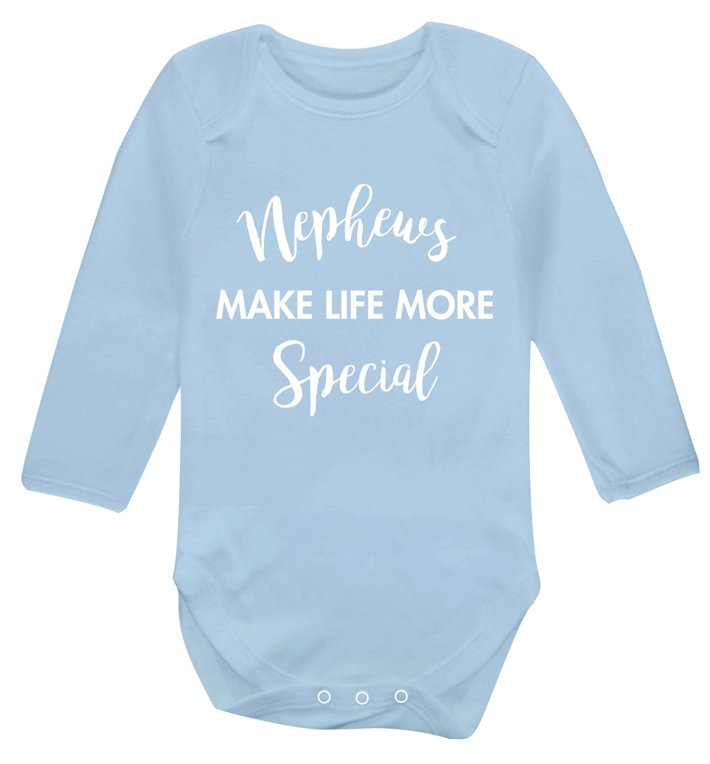 Nephews make life more special Baby Vest long sleeved pale blue 6-12 months