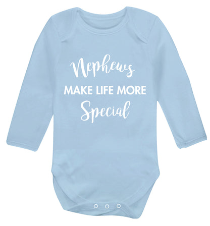 Nephews make life more special Baby Vest long sleeved pale blue 6-12 months