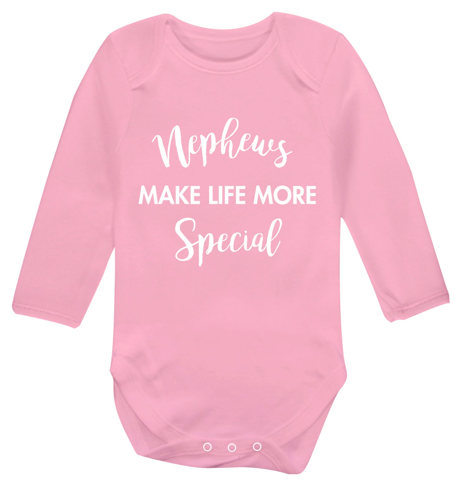 Nephews make life more special Baby Vest long sleeved pale pink 6-12 months