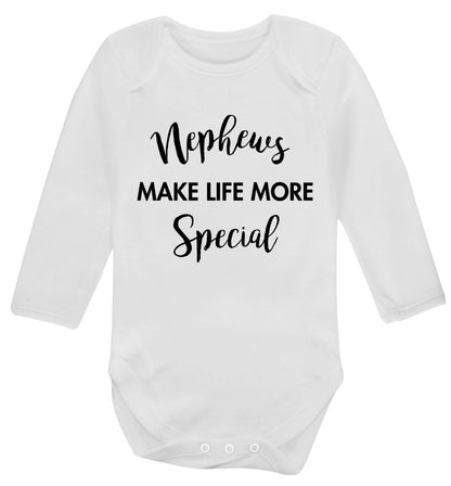 Nephews make life more special Baby Vest long sleeved white 6-12 months