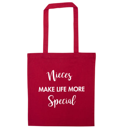 Nieces make life more special red tote bag