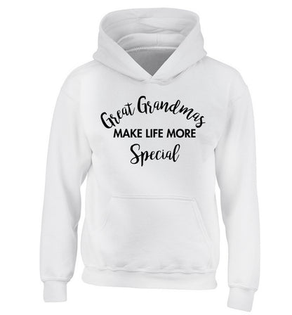 Great Grandmas make life more special children's white hoodie 12-14 Years