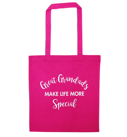Great Grandads make life more special pink tote bag