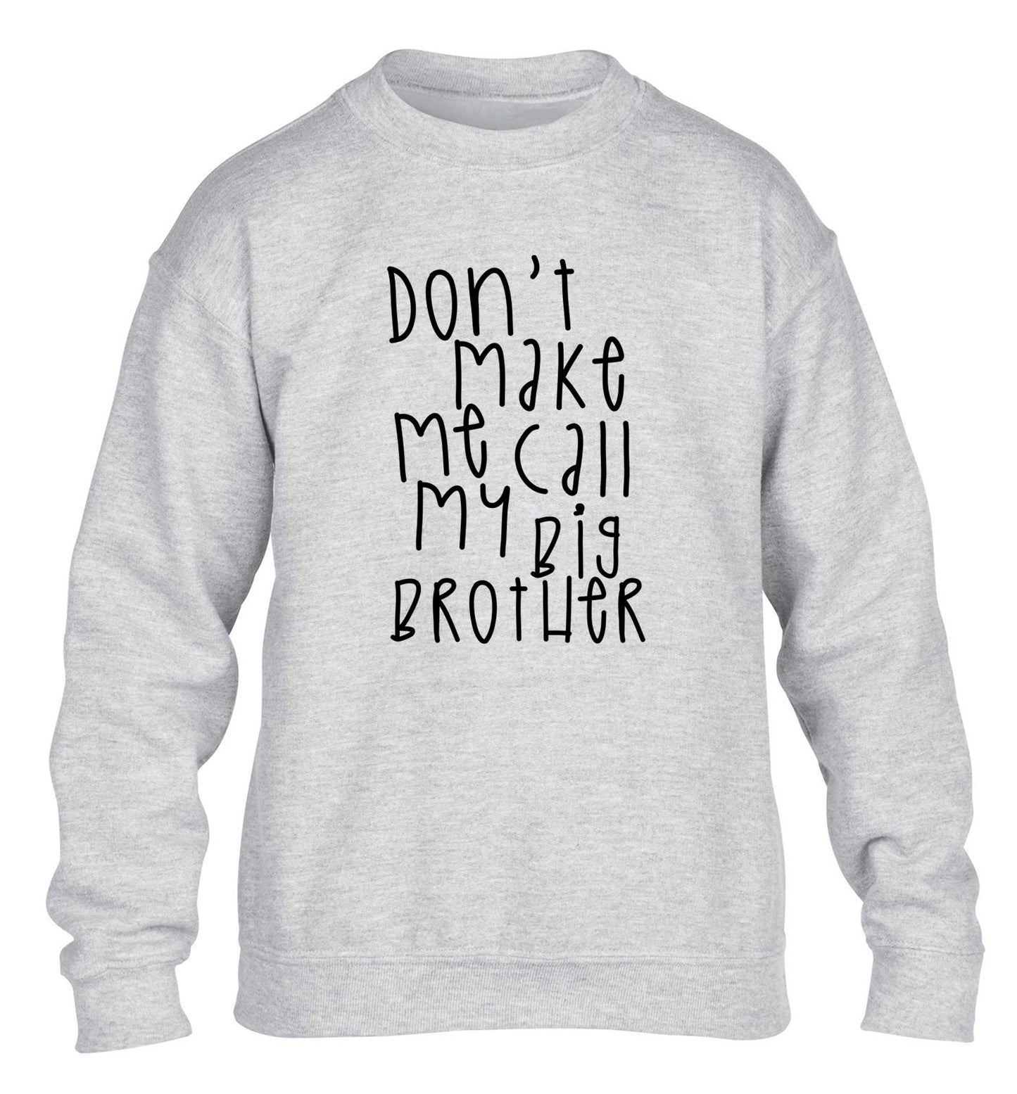 Don't make me call my big brother children's grey sweater 12-14 Years