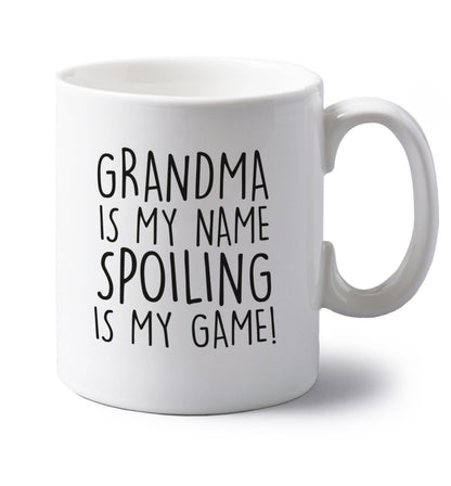 Grandma is my name, spoiling is my game left handed white ceramic mug 