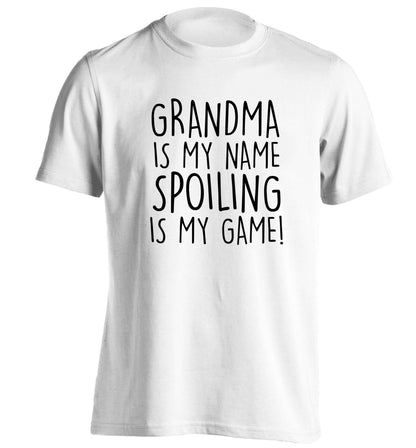 Grandma is my name, spoiling is my game adults unisex white Tshirt 2XL